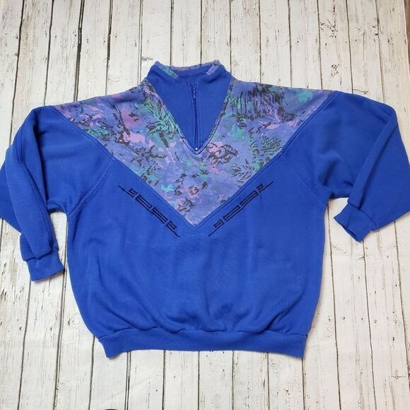 Vintage 90's sweatshirt / sweater blue granny grannycore - Picture 1 of 8